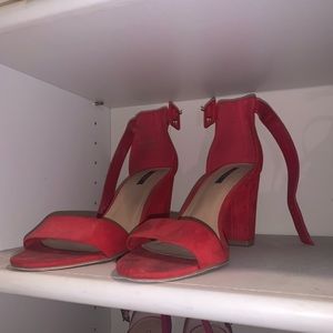 Simple red strappy heels